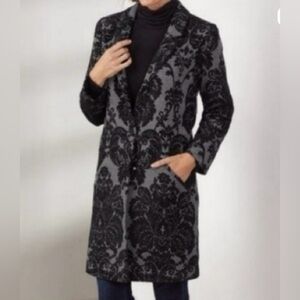 Soft Surroundings Black and Gray Patterned Women Coat , Sz PM. Good Condition